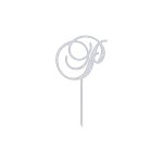 This elegant 'P' monogram cake topper features a swirling script design, crafted from high-quality Aluminum with a Natural Aluminum finish. Measuring 6.5 inches in width and 11.5 inches in height, it is perfect for adding a personalized touch to cakes at weddings, birthdays, and other special celebrations.